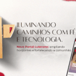 Card com a imagem de uma cruz e os dizeres: Iluminando caminhos com a tecnologia