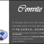 Convite do Culto de Instalação da Pastora Sonja