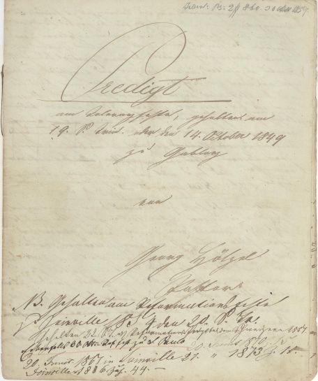 Pastor Georg Hölzel - Predigt/Prédica - Offenbarung 3.11 - 14/11/1849